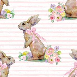 8" Spring Bunny Light Pink Splashes and Stripes
