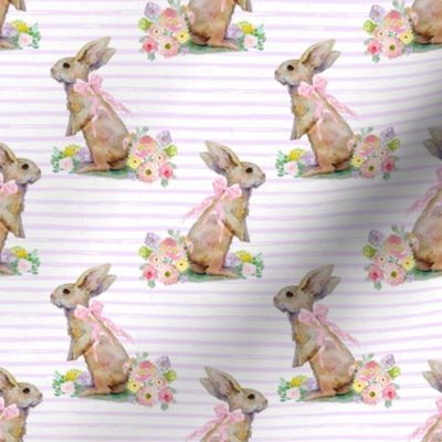 4" Spring Bunny Pastel Lilac  Splashes and Stripes