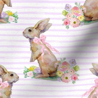 8" Spring Bunny Pastel Lilac  Splashes and Stripes