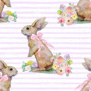 8" Spring Bunny Pastel Lilac  Splashes and Stripes