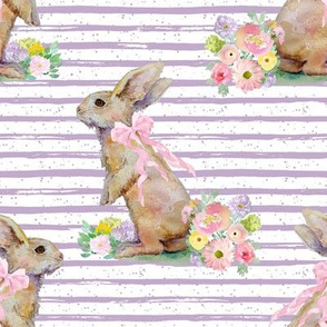 8" Spring Bunny Lilac Splashes and Stripes