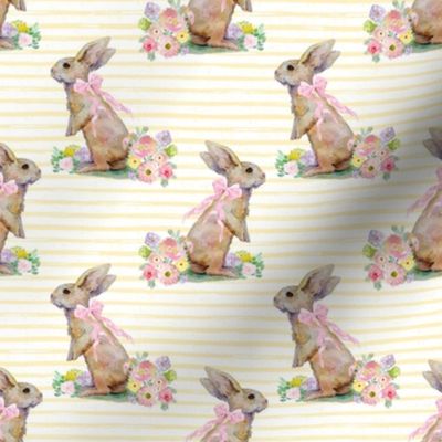 4" Spring Bunny Pastel Yellow  Splashes and Stripes