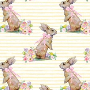 4" Spring Bunny Pastel Yellow  Splashes and Stripes