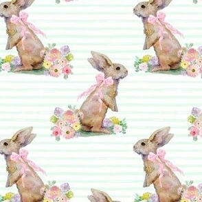 4" Spring Bunny Pastel Green  Splashes and Stripes