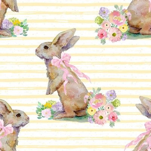 8" Spring Bunny Pastel Yellow  Splashes and Stripes