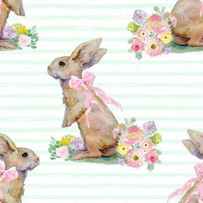 8" Spring Bunny Pastel Green  Splashes and Stripes