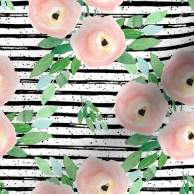 8" Spring Roses Black and White Stripes