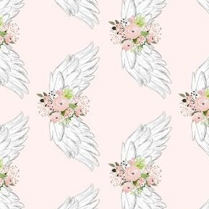 4" Pink Floral Wings Pink Background 90 degrees