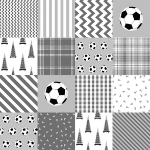 ROTATED soccer cheater quilt - sports, sport, grey, kids, boys, football wholecloth