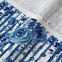 4" Chinoiserie Florals with Shibori Stripes