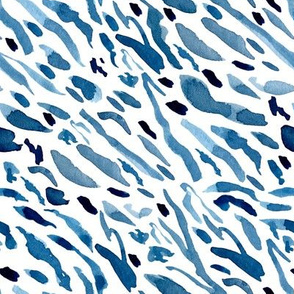 8" Blue Watercolor Tiger Print