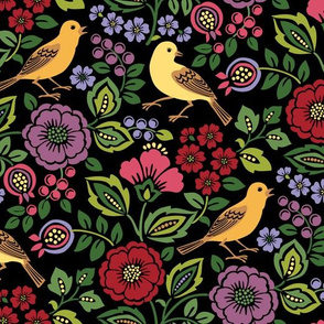 Bird Floral Purple