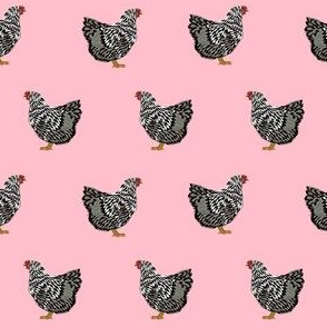 wyandotte chicken fabric - chicken fabric, farm fabric, farm animal fabric, wyandotte chickens, -  pink