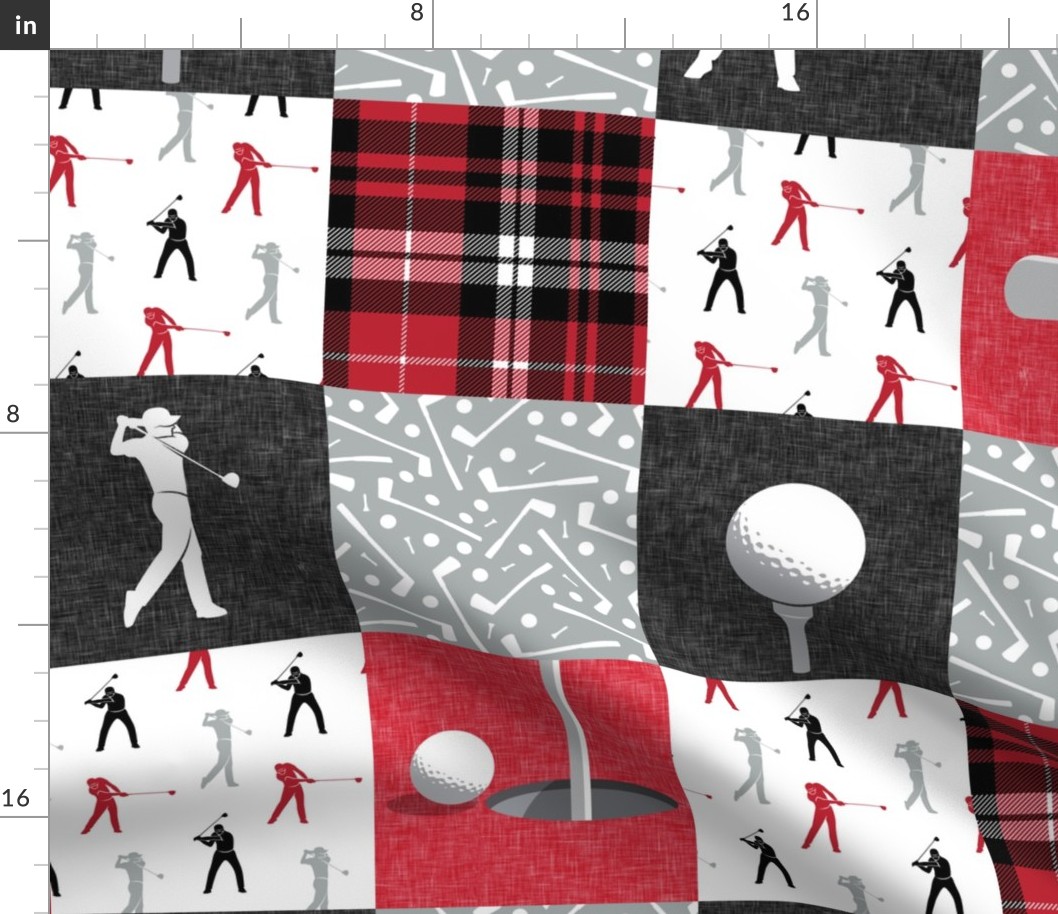 Golf Wholecloth -  red & black plaid - LAD19