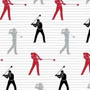 golfers - red grey and black on stripes - LAD19