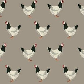 sussex chicken fabric - chicken fabric, animals fabric, animal fabric, farm animals fabric, farm fabric - brown