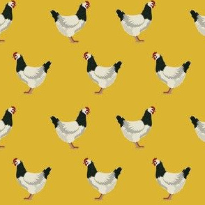 sussex chicken fabric - chicken fabric, animals fabric, animal fabric, farm animals fabric, farm fabric - yellow