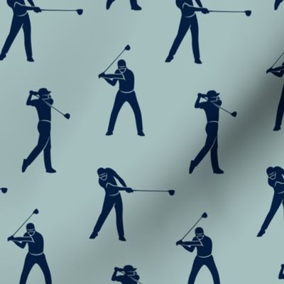 golfers - navy on dusty blue - LAD19