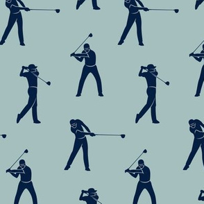 golfers - navy on dusty blue - LAD19