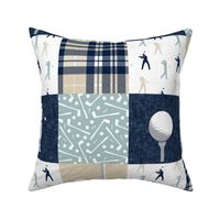 golf wholecloth - navy and dusty blue plaid - LAD19