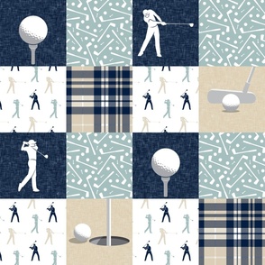 golf wholecloth - navy and dusty blue plaid - LAD19