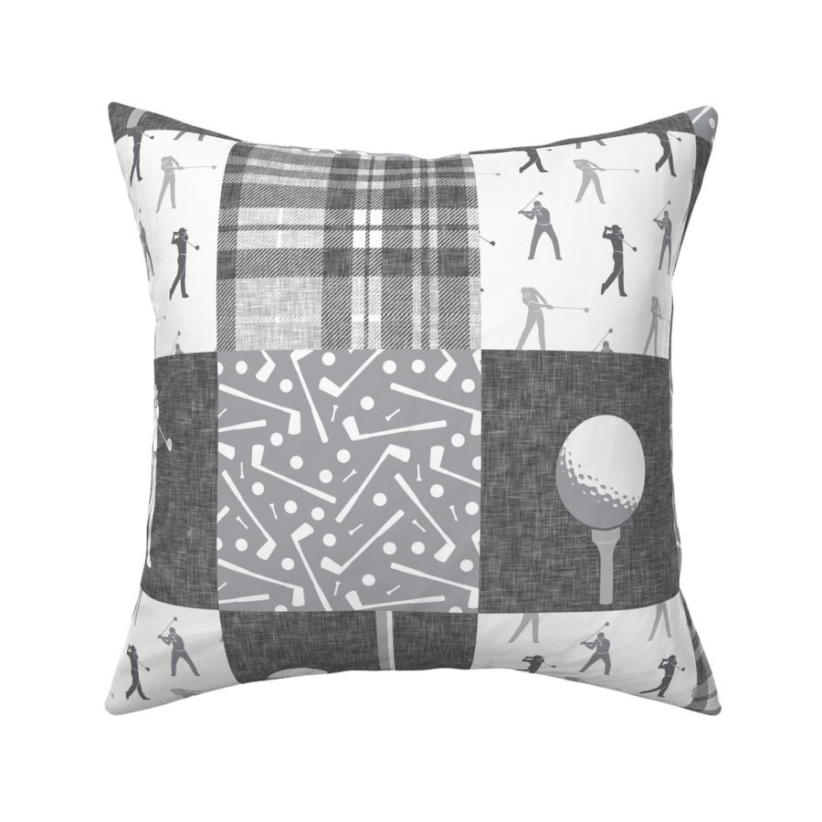 golf wholecloth - nursery patchwork - grey plaid C19BS