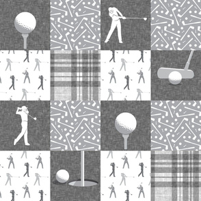 golf wholecloth - nursery patchwork - grey plaid C19BS