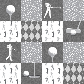 golf wholecloth - nursery patchwork - grey C19BS
