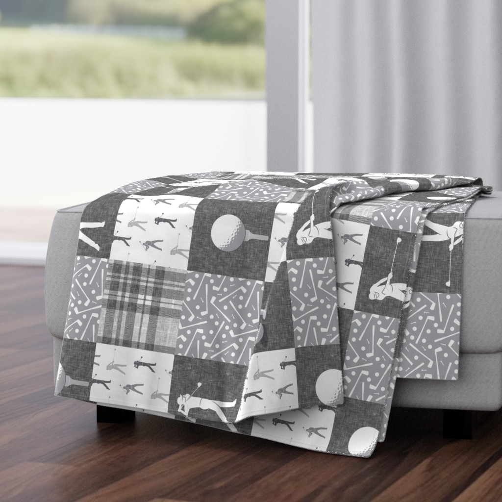 golf wholecloth - nursery patchwork - grey plaid (90) C19BS