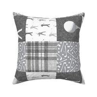 golf wholecloth - nursery patchwork - grey plaid (90) C19BS