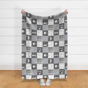 golf wholecloth - nursery patchwork - grey plaid (90) C19BS