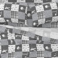 golf wholecloth - nursery patchwork - grey plaid (90) C19BS