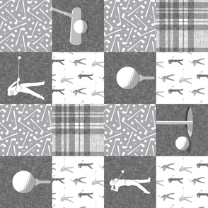 golf wholecloth - nursery patchwork - grey plaid (90) C19BS