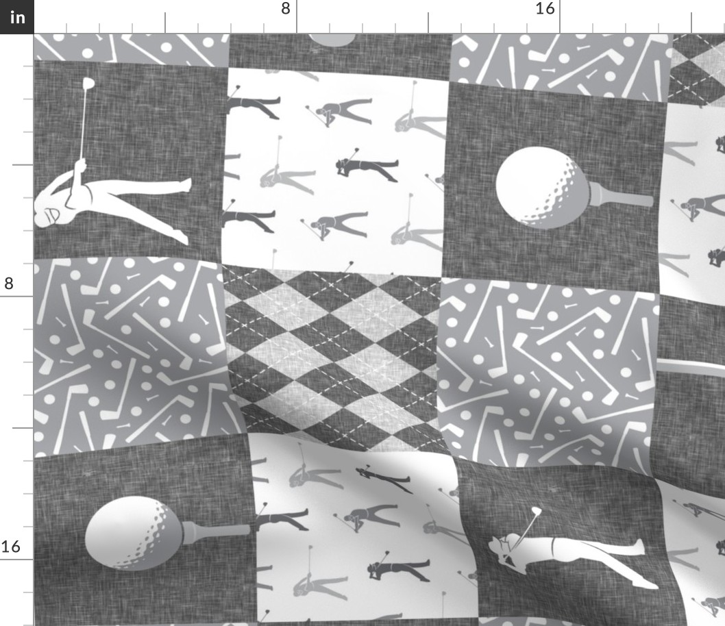 golf wholecloth - nursery patchwork - grey (90)  C19BS