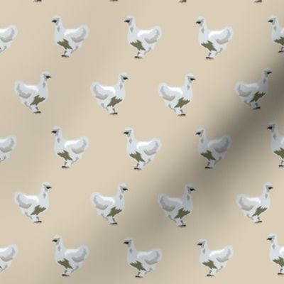 silkie chicken fabric - silkie chicken, chicken fabric, bird fabric, birds fabric, silkie chicken fabric - brown