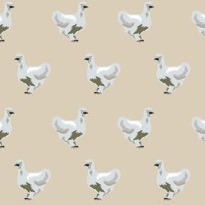 silkie chicken fabric - silkie chicken, chicken fabric, bird fabric, birds fabric, silkie chicken fabric - brown