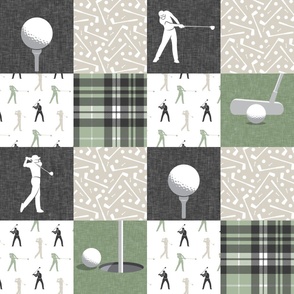 golf wholecloth - sage and beige plaid - LAD19