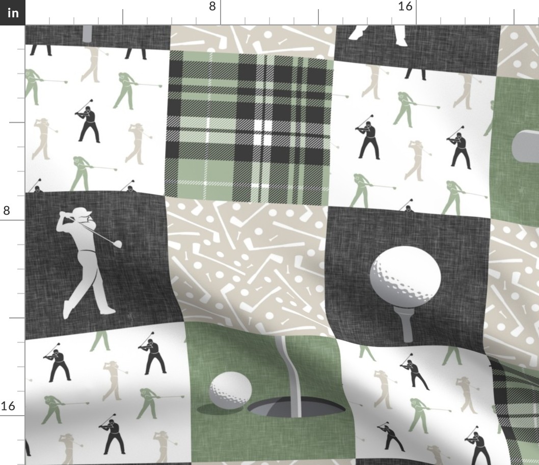 golf wholecloth - sage and beige plaid - LAD19