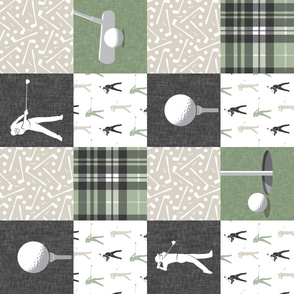 golf wholecloth - sage and beige plaid (90) - LAD19