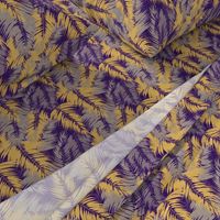 tropical palm leaves on purple