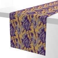 tropical palm leaves on purple