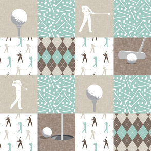 golf wholecloth - beige/brown/custom mint - LAD19