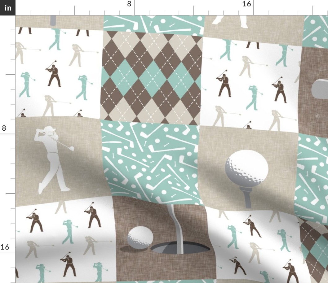 golf wholecloth - beige/brown/custom mint - LAD19