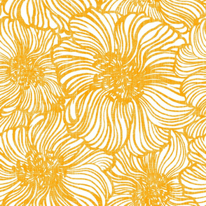 orange sunflower on linen 