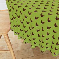 rhode island red chicken fabric - chicken fabric, chicken breeds, chicken breed fabric, farm bird fabric, farm fabric -  lime green