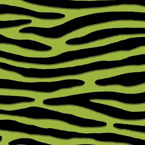 ★ ZEBRA OR TIGER ? ★ Psychobilly Green – Large Scale - Horizontal / Collection : Wild Stripes – Punk Rock Animal Prints 2