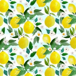 4" Lemons Light Blue Stripes