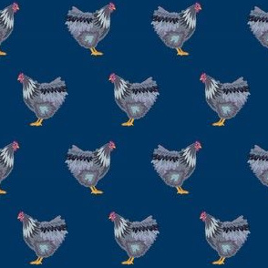 orpington chicken fabric - chicken breed fabric, farm fabric, bird fabric, chickens fabric - navy