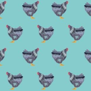 orpington chicken fabric - chicken breed fabric, farm fabric, bird fabric, chickens fabric - blue