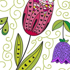 Flowers doodle seamless pattern